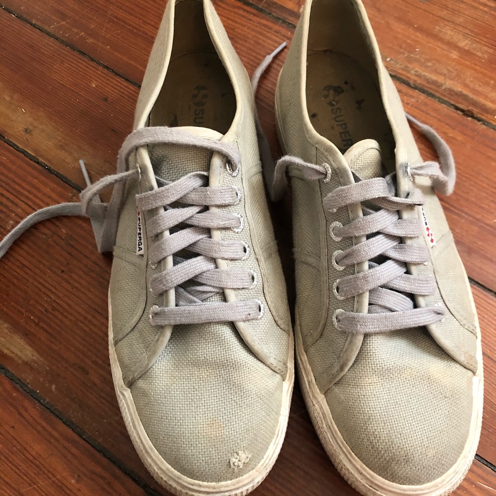 Grey Superga Platform Sneakers